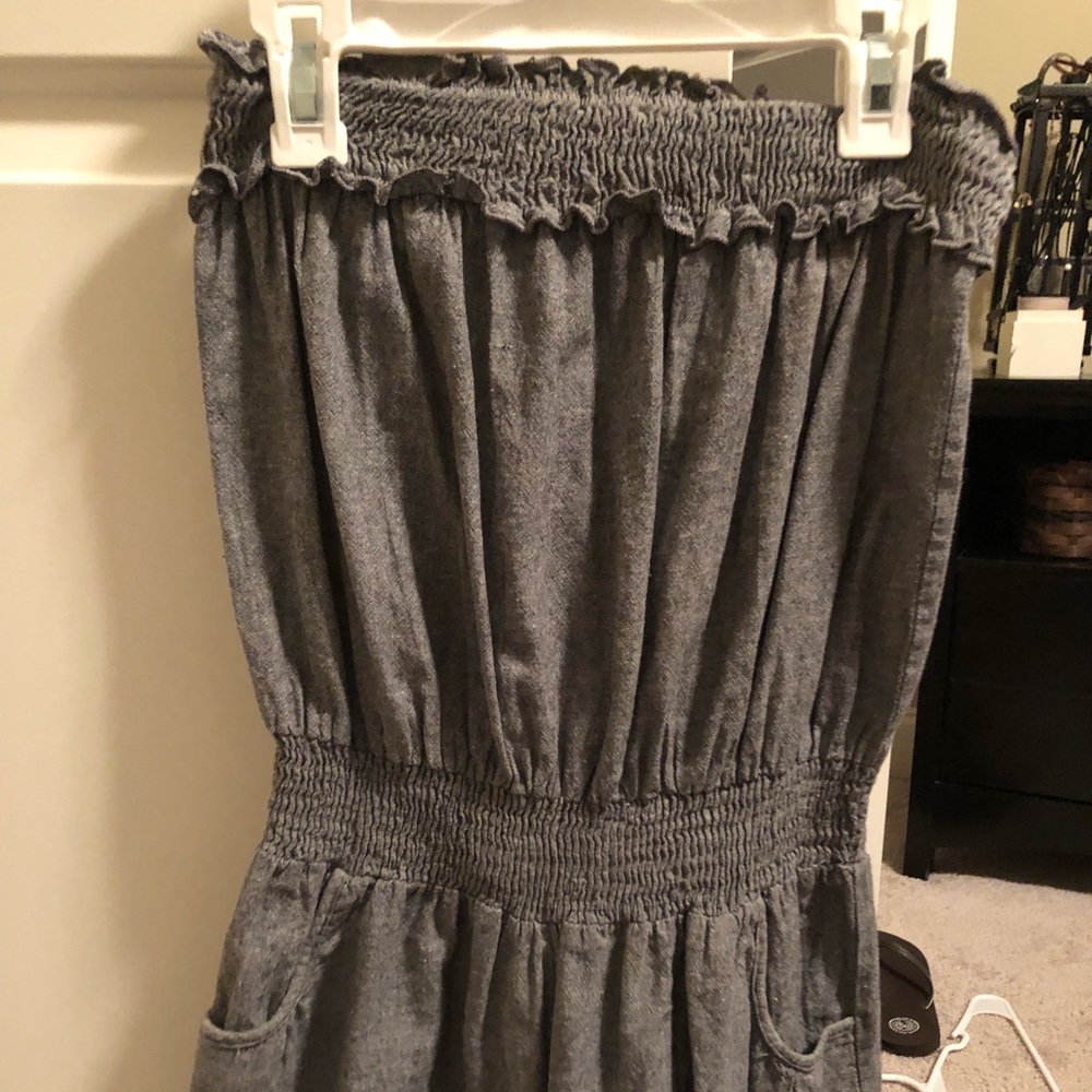 Grey ruffle romper with pockets